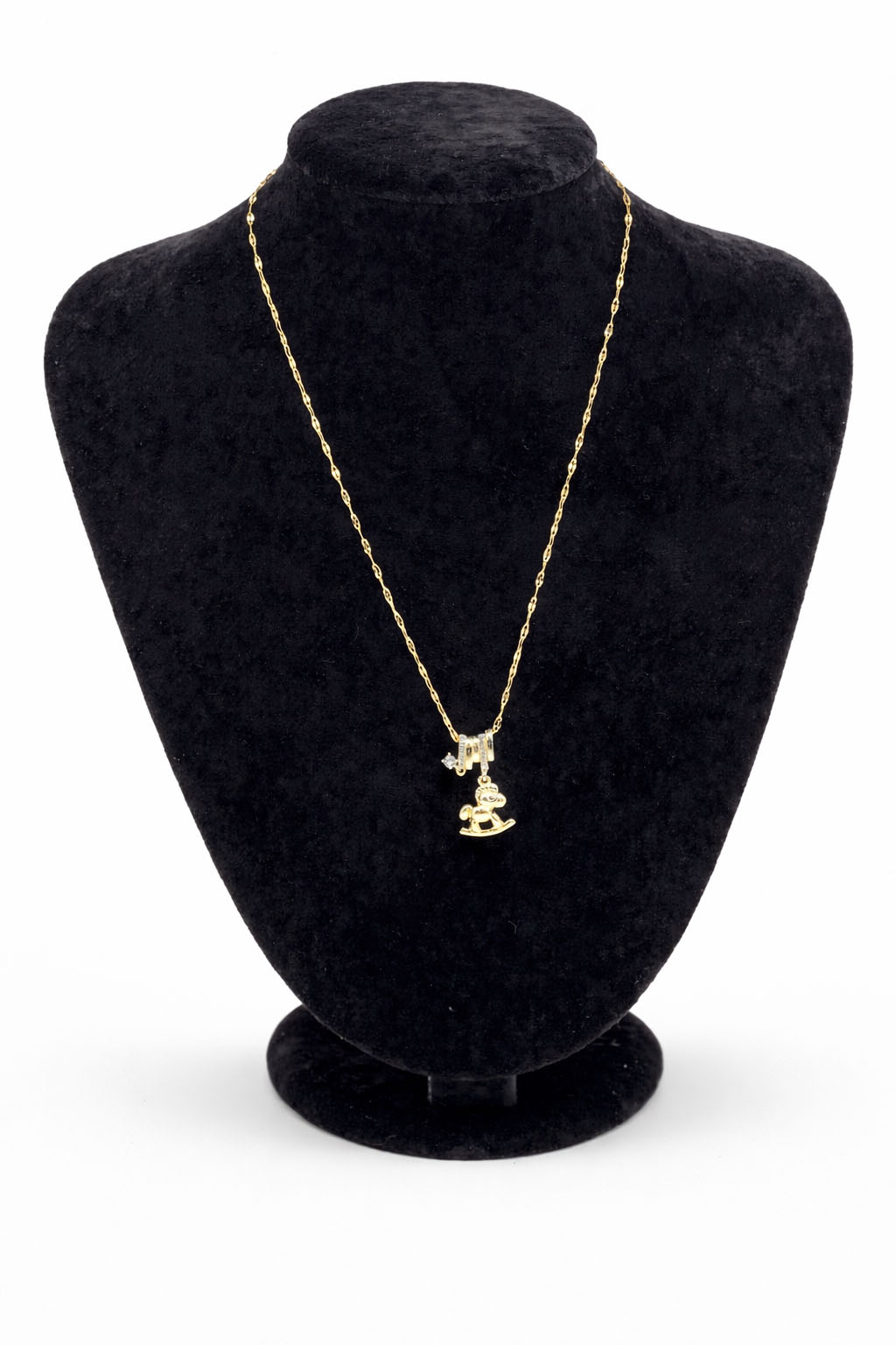 Zirkon Taşlı Unicorn Figürlü Altın Renk Çelik Kolye