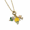 Zirkon Taşlı Mineli Çiçek Figürlü Altın Renk Çelik Kolye