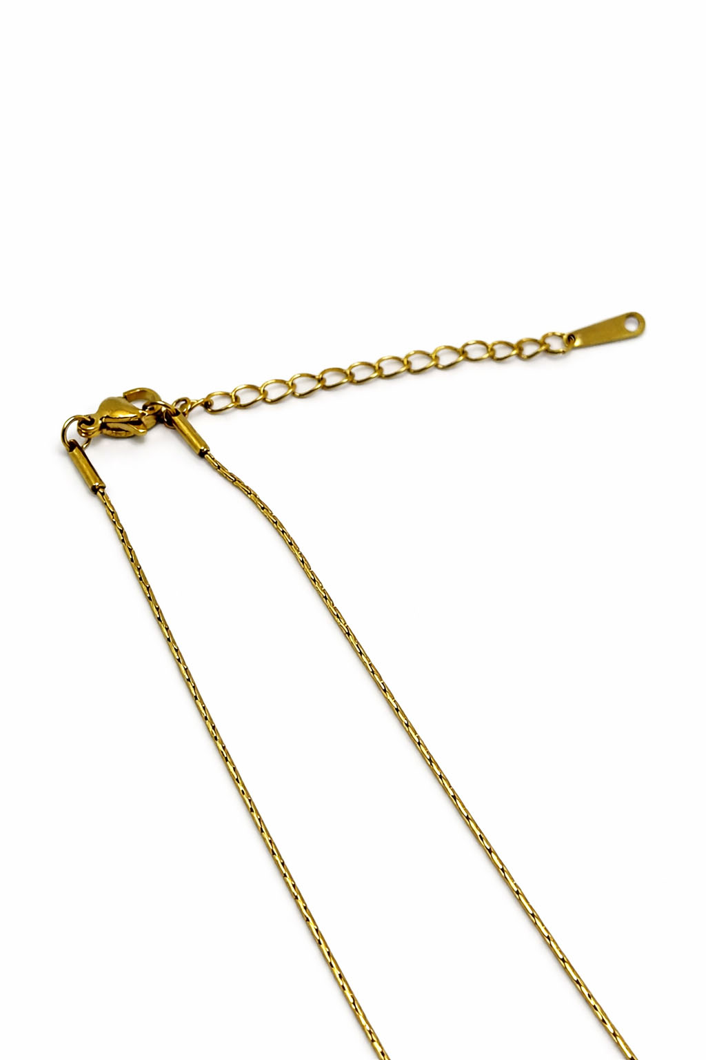 Doğal Taş Detaylı Altın Renk Çelik Kolye