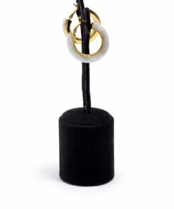 Akrilik Detaylı Altın Renk Lak Kaplama Halka Küpe