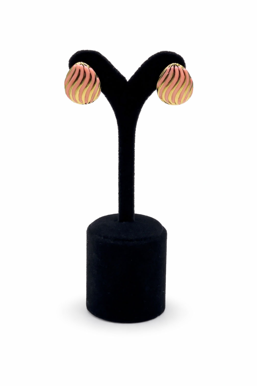 Altın Renk Dalga Desenli Çelik Küpe