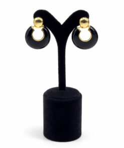 Altın Lak Kaplama ve Mine Detaylı Halka Formlu Çelik Küpe