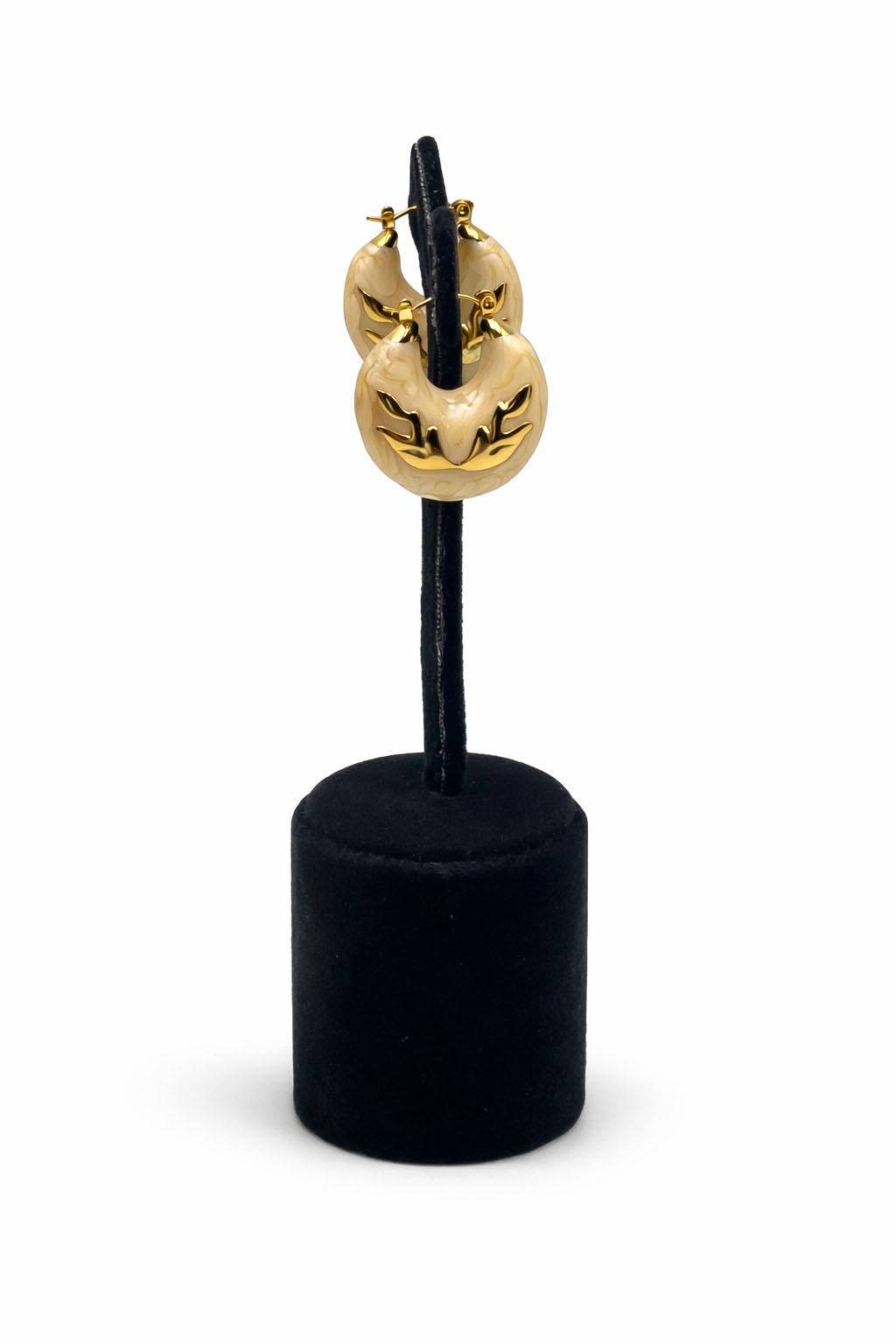 Altın Renk Mineli Bombe Halka Küpe