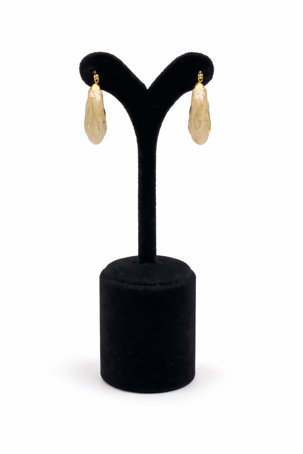 Altın Renk Mineli Bombe Halka Küpe