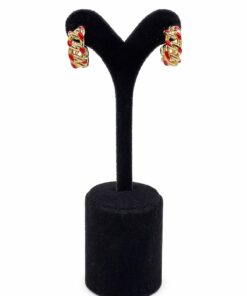 Lak Kaplama Mineli Zincir Formlu Küpe