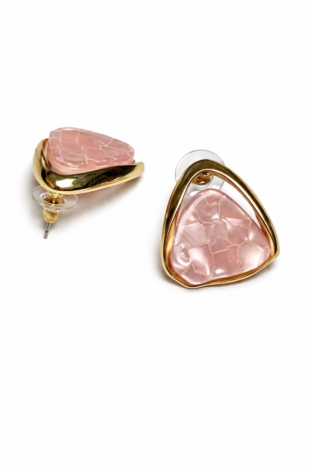 Lak Kaplama Akrilik Taşlı Doğal Form Küpe