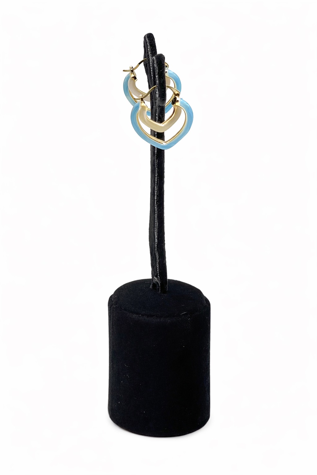 Lak Kaplama Mineli Kalp Formlu Küpe