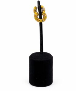 Lak Kaplama Sarı Mineli Halka Küpe