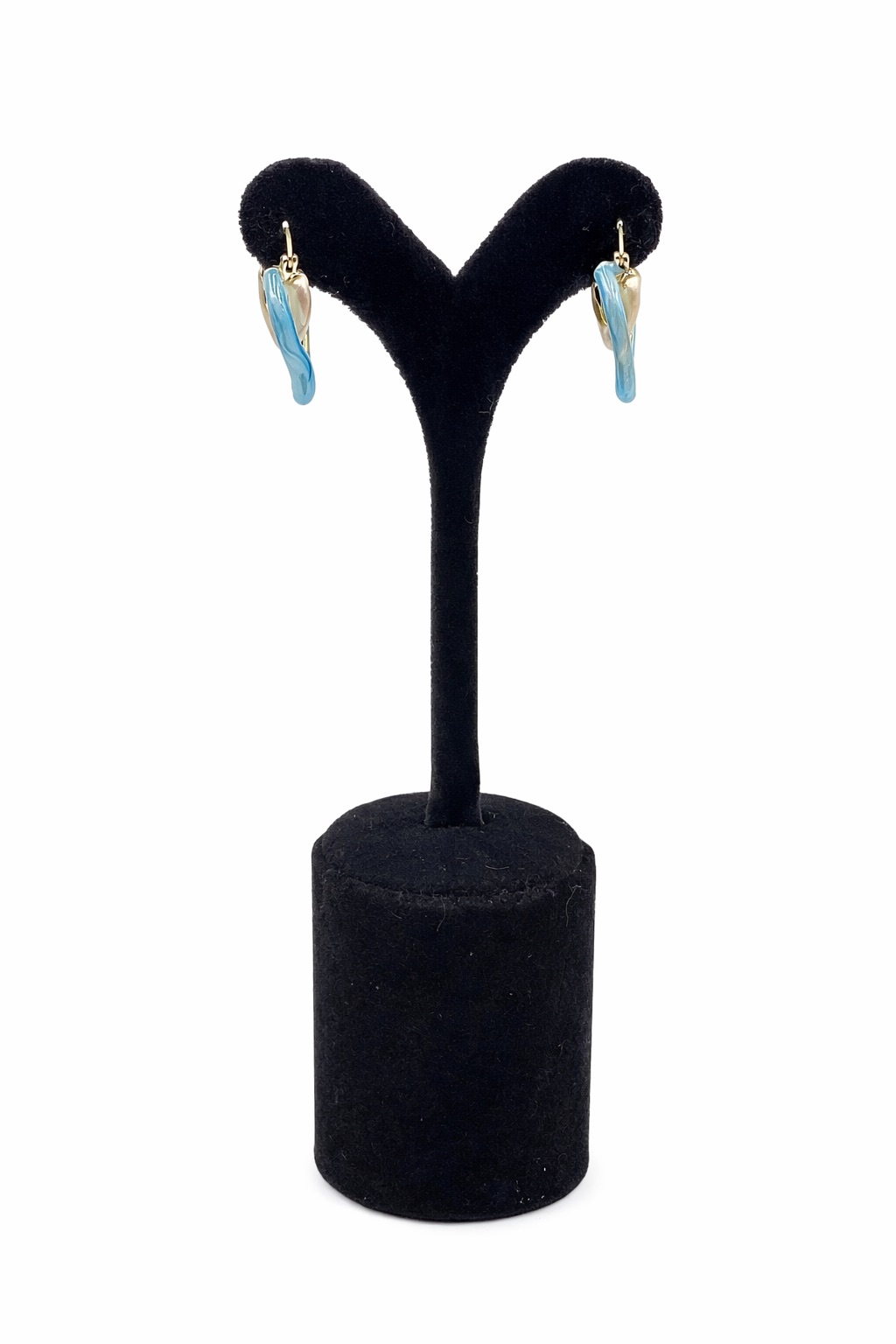 Lak Kaplama Mineli Kalp Formlu Küpe