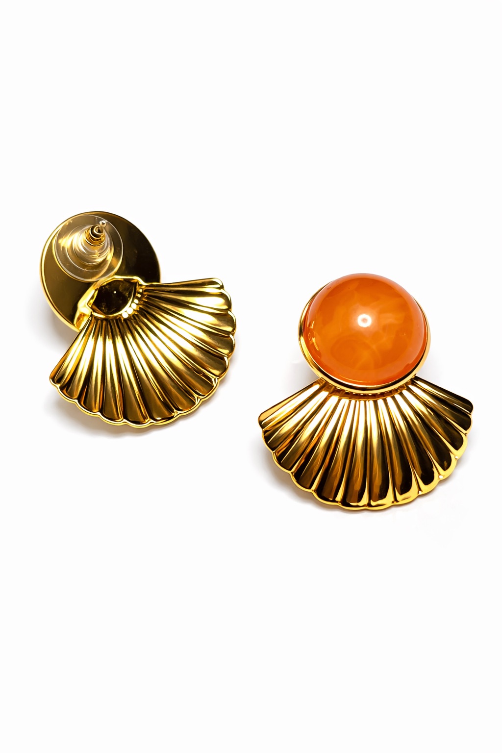 Lak Kaplama Akrilik Taşlı Deniz Kabuğu Tasarım Küpe