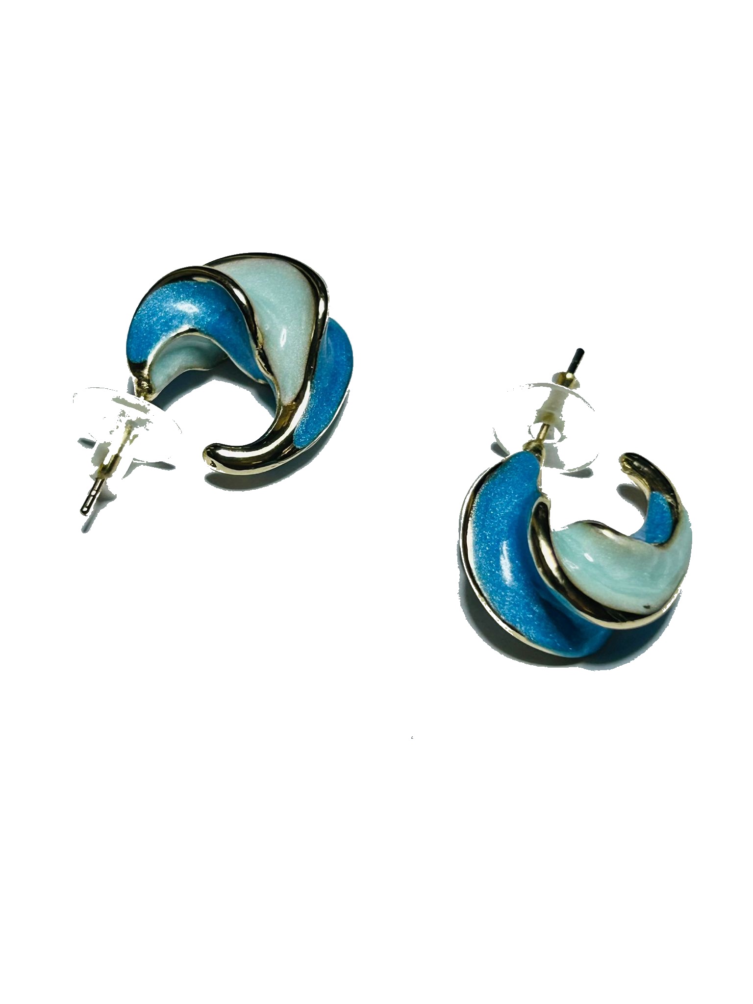 Lak Kaplama Kıvrımlı Mineli Küpe