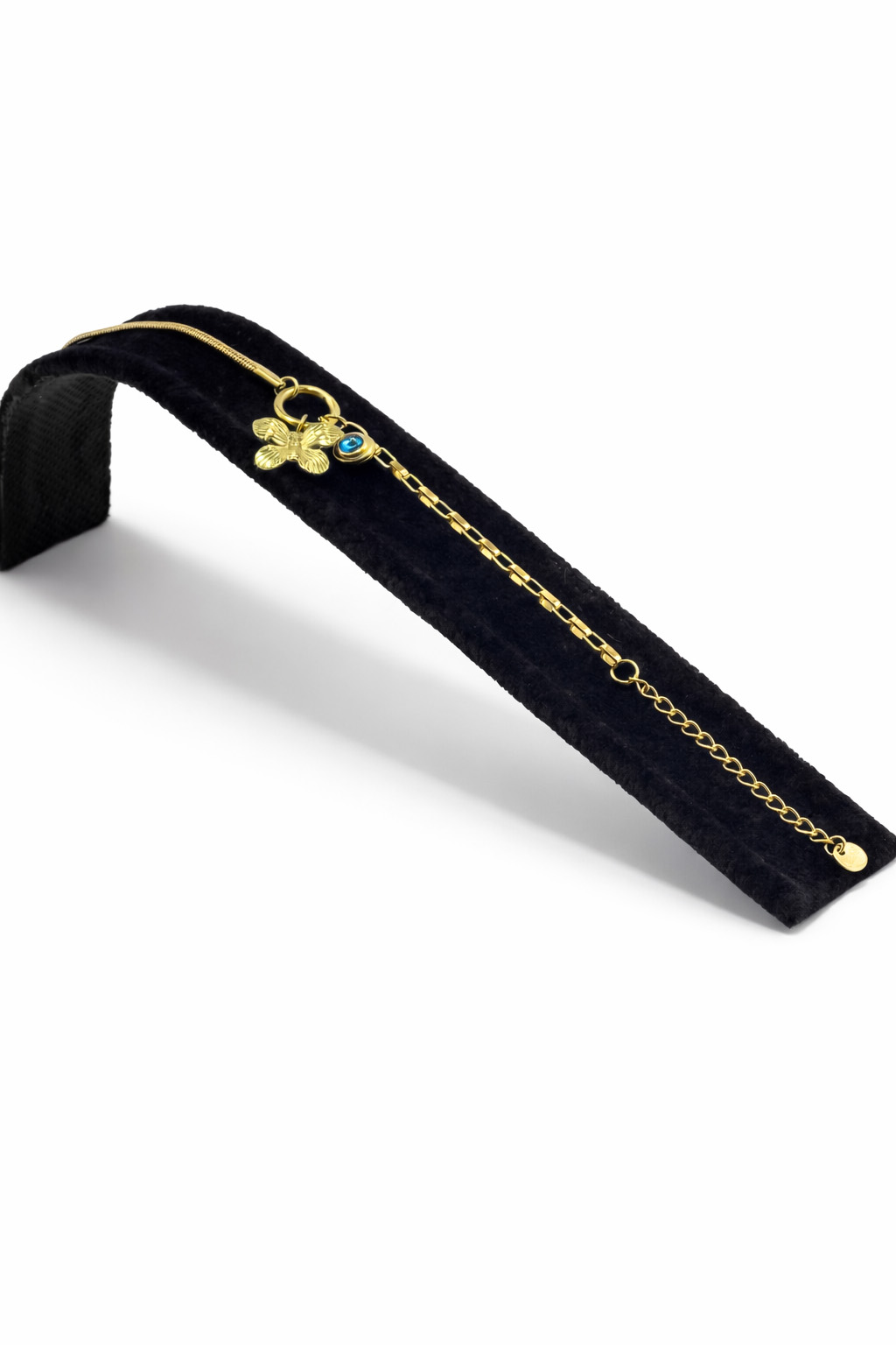 Nazar Boncuklu Kelebek Figürlü Altın Renk Çelik Bileklik