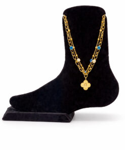 Nazar Boncuklu Çoklu Zincir Detaylı Çelik Halhal