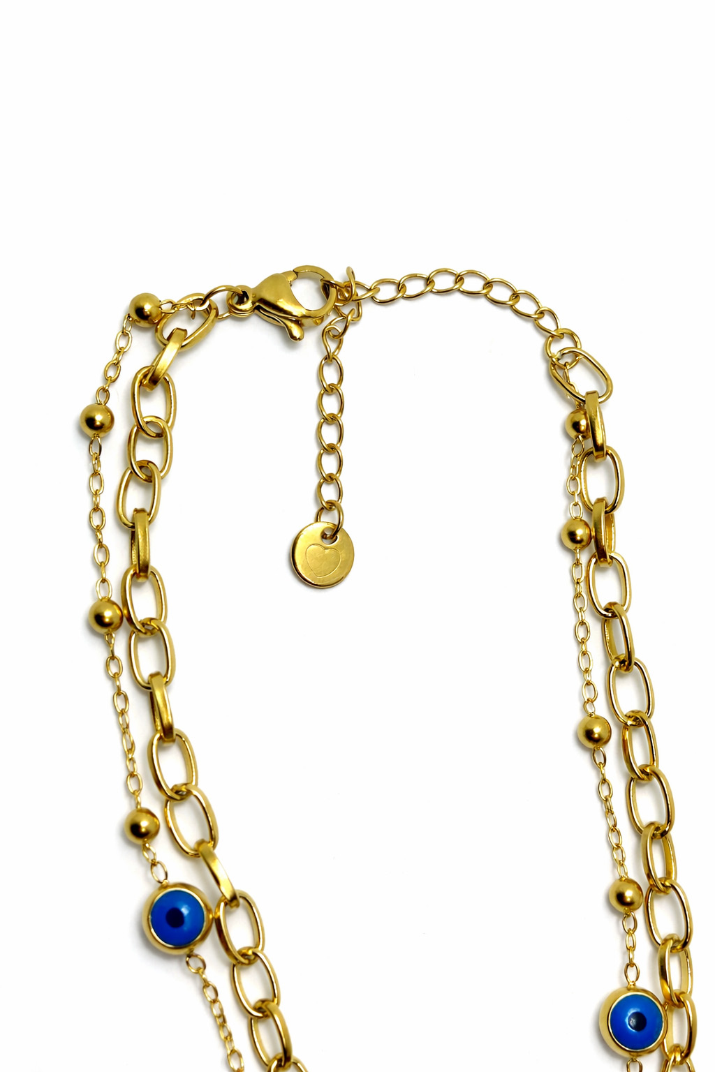 Nazar Boncuklu Çoklu Zincir Detaylı Çelik Halhal