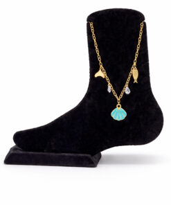 Deniz Temalı Mineli ve Zirkon Taşlı Çelik Halhal