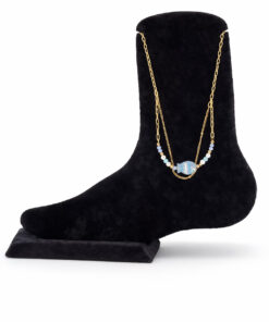 Seramik Balık Figürlü İnci ve Kristal Boncuk Detaylı Çelik Halhal