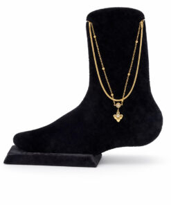 Zirkon Taş Detaylı Çoklu Zincirli Çelik Halhal