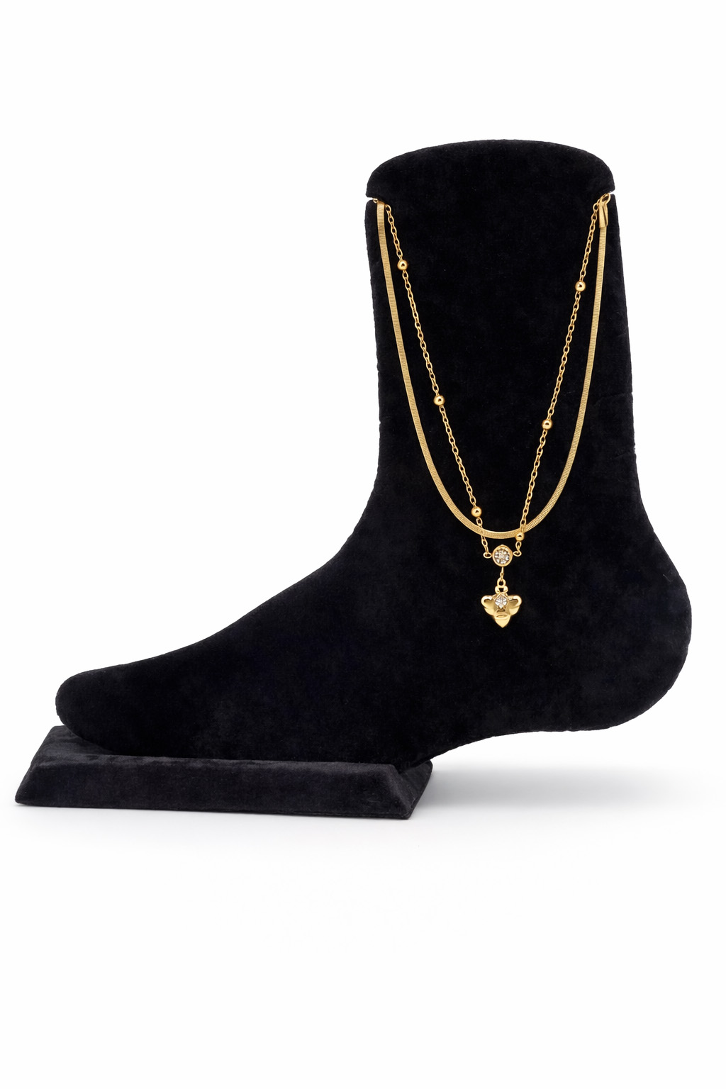 Zirkon Taş Detaylı Çoklu Zincirli Çelik Halhal