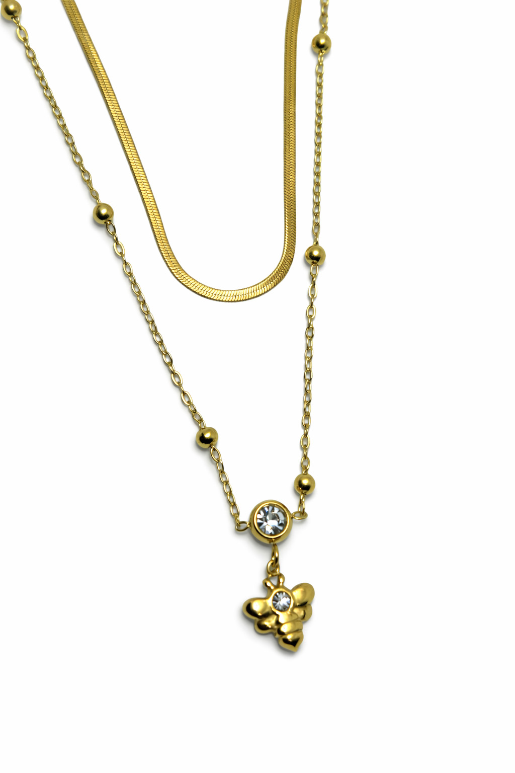 Zirkon Taş Detaylı Çoklu Zincirli Çelik Halhal