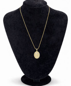 Melek Figürlü Sedef Detaylı Altın Renk Çelik Kolye