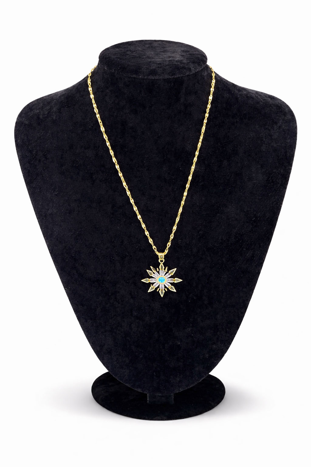 Işıltılı Yıldız Formlu Zirkon Taşlı Altın Renk Çelik Kolye Işıltılı Yıldız Formlu Zirkon Taşlı Altın Renk Çelik Kolye