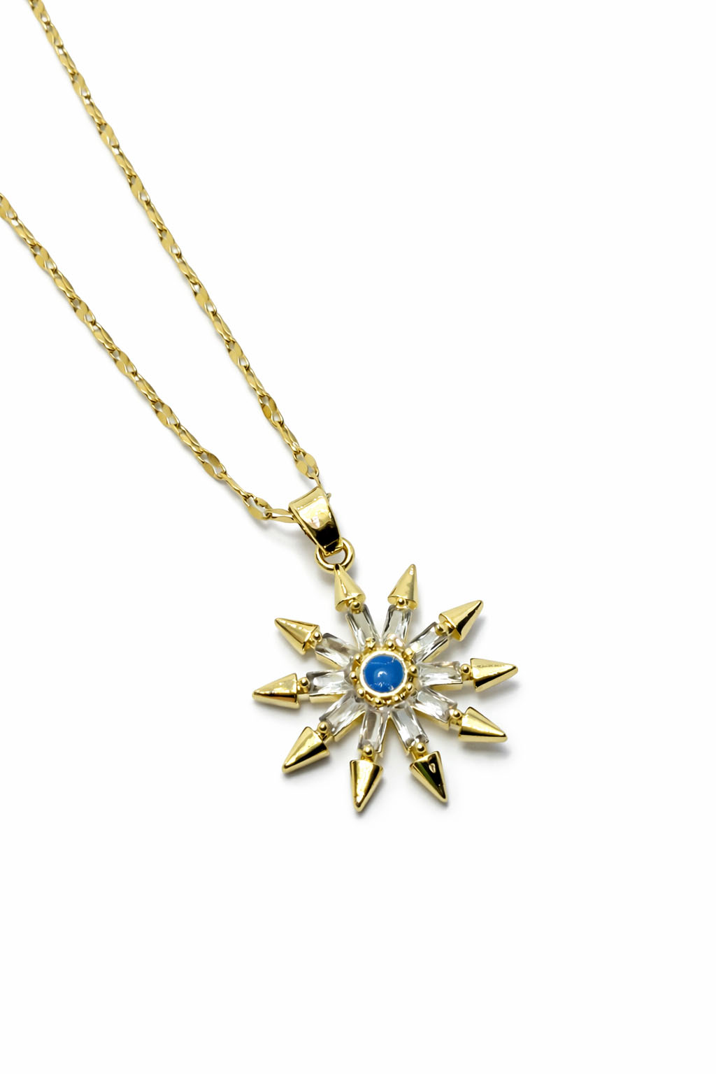 Işıltılı Yıldız Formlu Zirkon Taşlı Altın Renk Çelik Kolye Işıltılı Yıldız Formlu Zirkon Taşlı Altın Renk Çelik Kolye