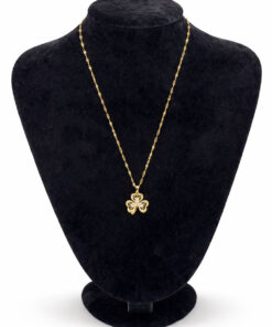 Yonca Figürlü Zirkon Taşlı Altın Renk Çelik Kolye