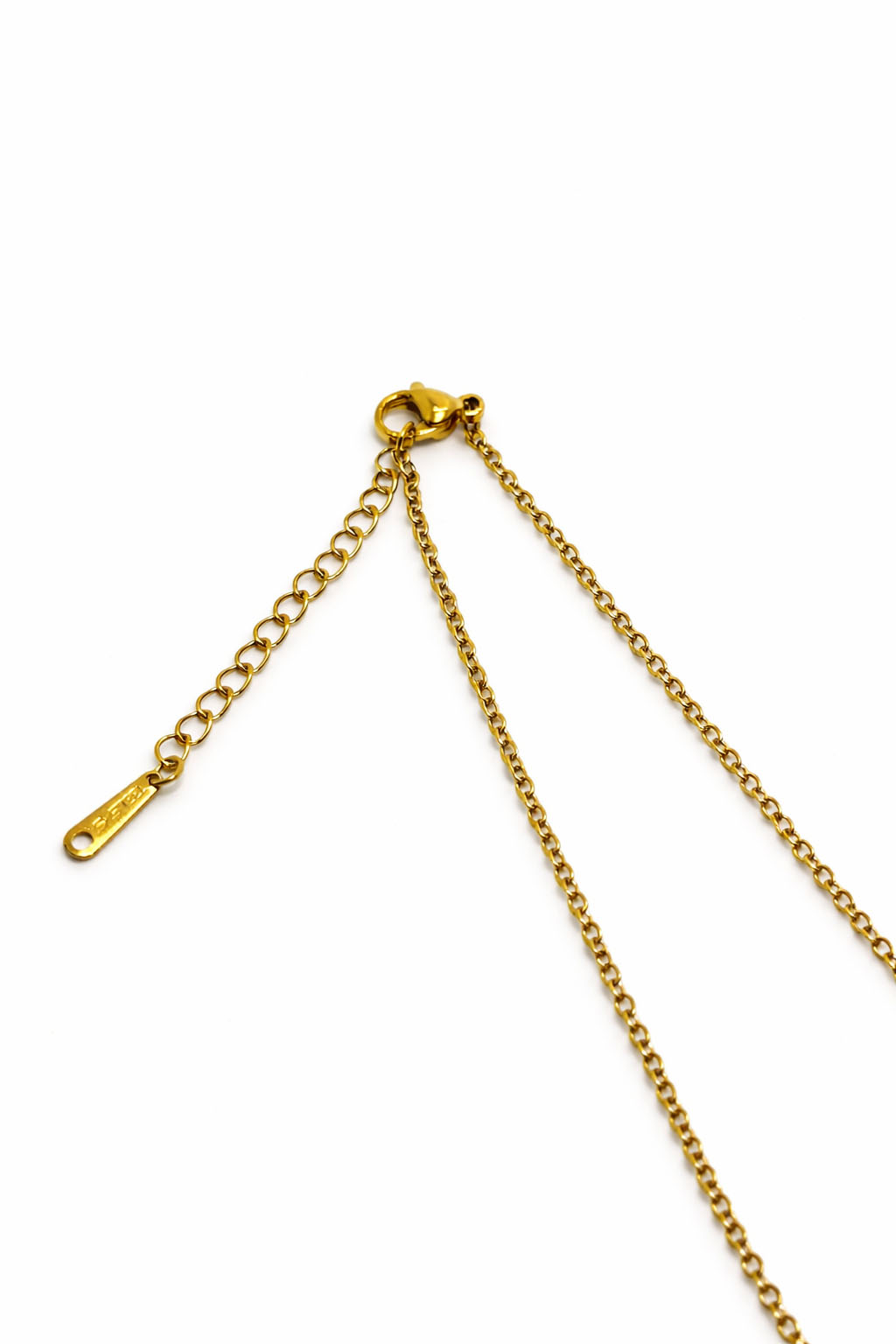 Doğal Taş Detaylı Yıldız ve Kalp Figürlü Altın Renk Çelik Kolye Doğal Taş Detaylı Yıldız ve Kalp Figürlü Altın Renk Çelik Kolye