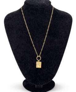 Yıldız ve Ay Figürlü Zirkon Taşlı Altın Renk Çelik Kolye