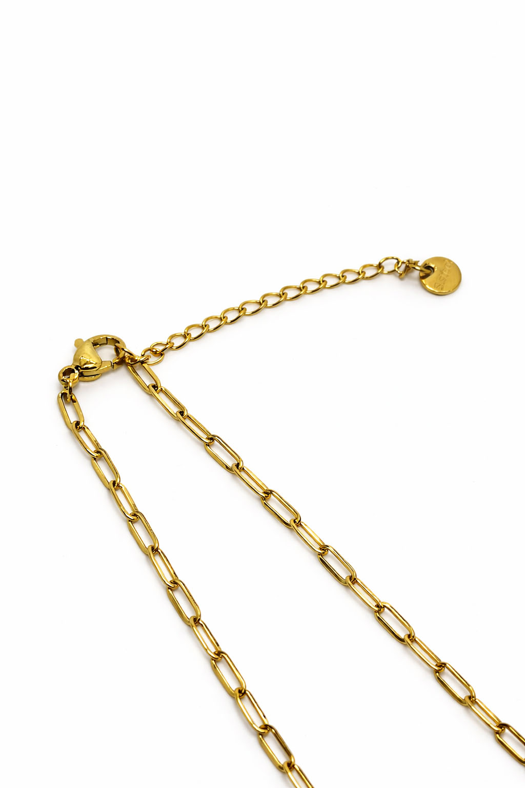 Yıldız ve Ay Figürlü Zirkon Taşlı Altın Renk Çelik Kolye