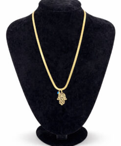 Nazar Boncuk Detaylı Fatma Ana Eli Figürlü Altın Renk Çelik Kolye