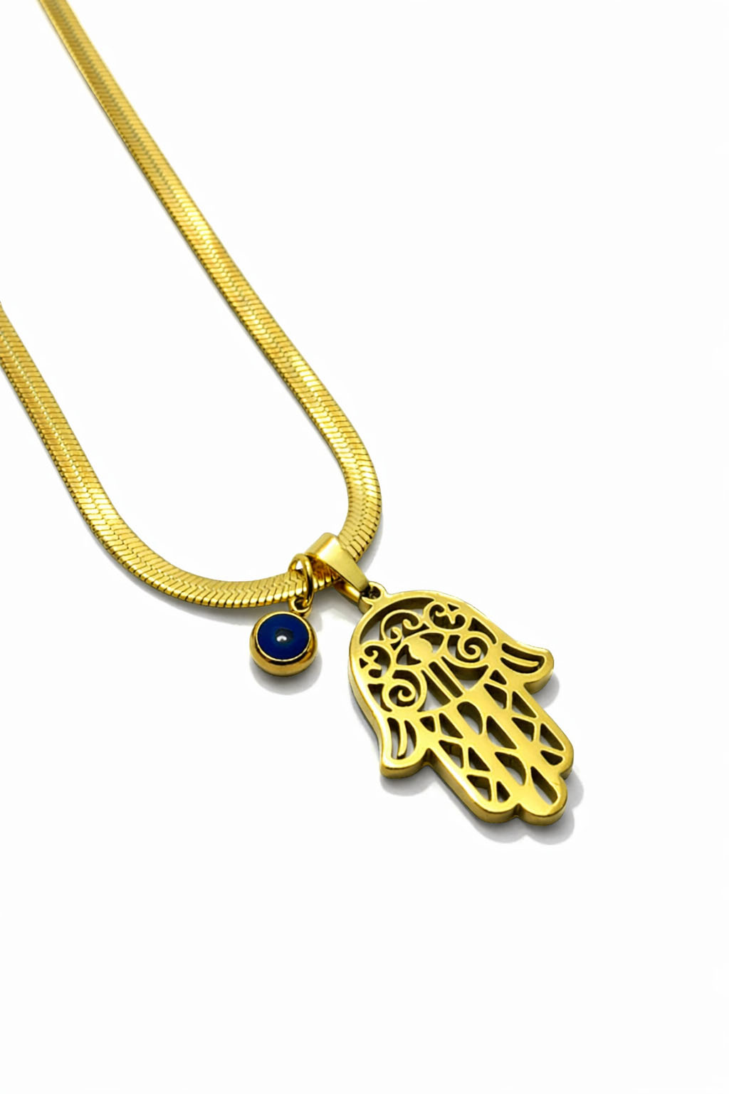 Nazar Boncuk Detaylı Fatma Ana Eli Figürlü Altın Renk Çelik Kolye