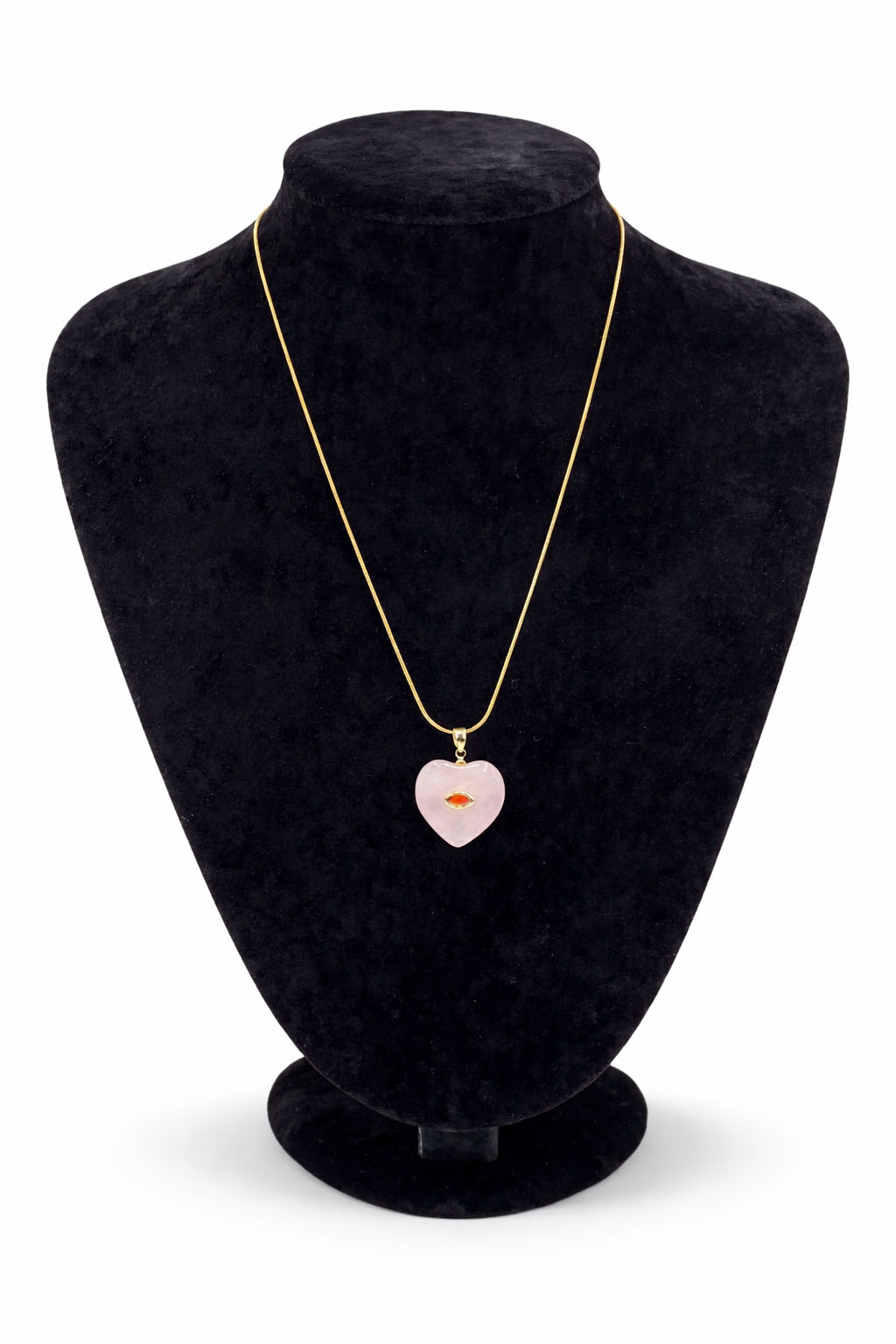 Pembe Doğal Taş ve Zirkon Detaylı Kalp Figürlü Altın Renk Çelik Kolye Pembe Doğal Taş ve Zirkon Detaylı Kalp Figürlü Altın Renk Çelik Kolye