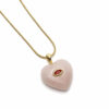 Pembe Doğal Taş ve Zirkon Detaylı Kalp Figürlü Altın Renk Çelik Kolye Pembe Doğal Taş ve Zirkon Detaylı Kalp Figürlü Altın Renk Çelik Kolye