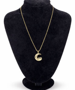 Ay & Kalp Figürlü Zirkon Taşlı Altın Renk Çelik Kolye