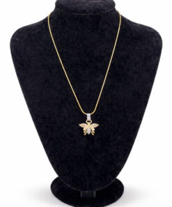 Arı Figürlü Zirkon Taş Detaylı Altın Renk Çelik Kolye