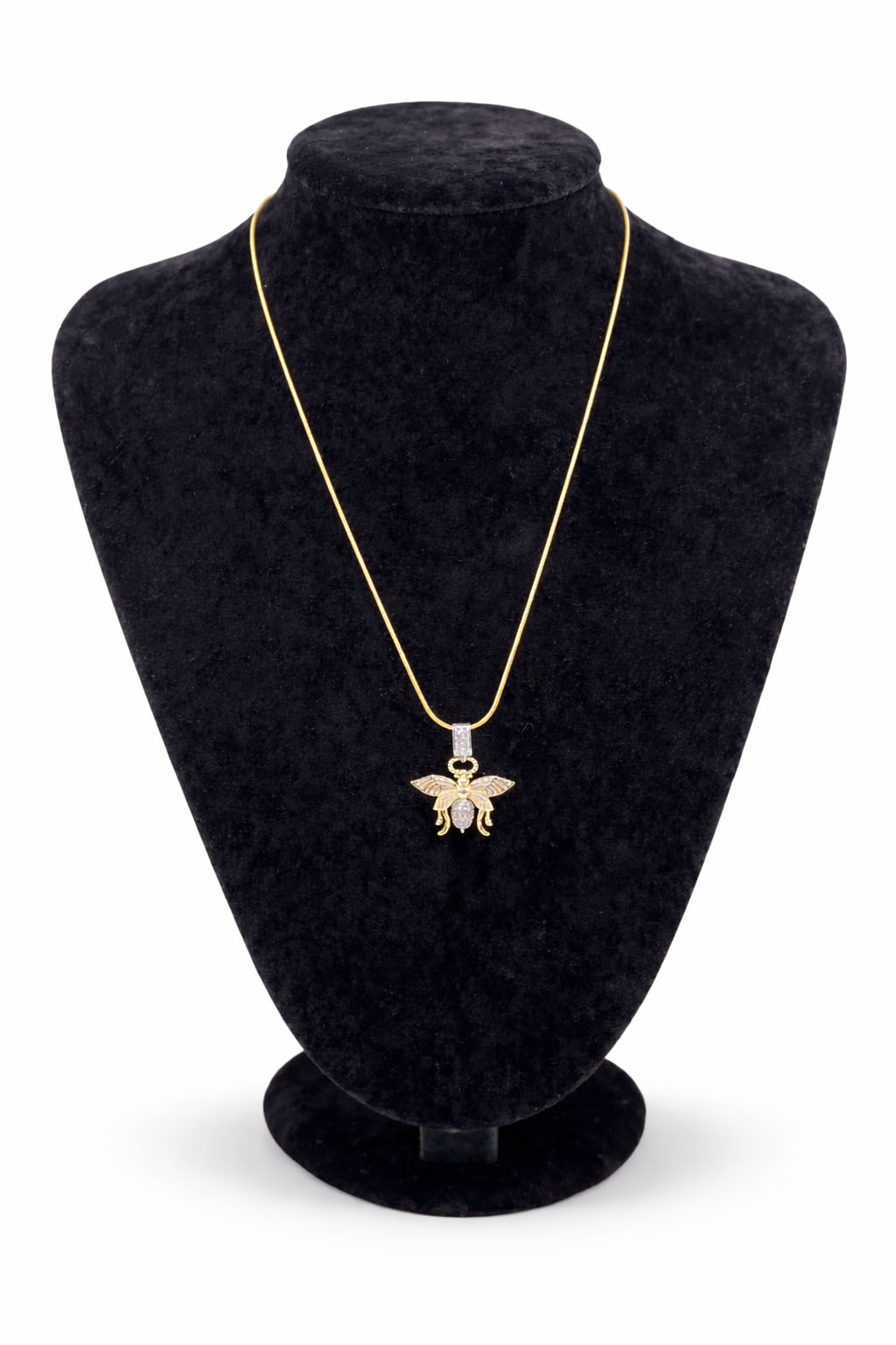 Arı Figürlü Zirkon Taş Detaylı Altın Renk Çelik Kolye