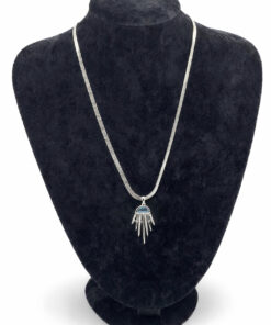 Mavi ve Beyaz Zirkon Taşlı İtalyan Zincir Çelik Kolye