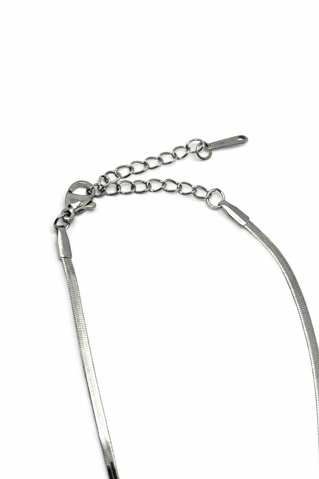 Mavi ve Beyaz Zirkon Taşlı İtalyan Zincir Çelik Kolye