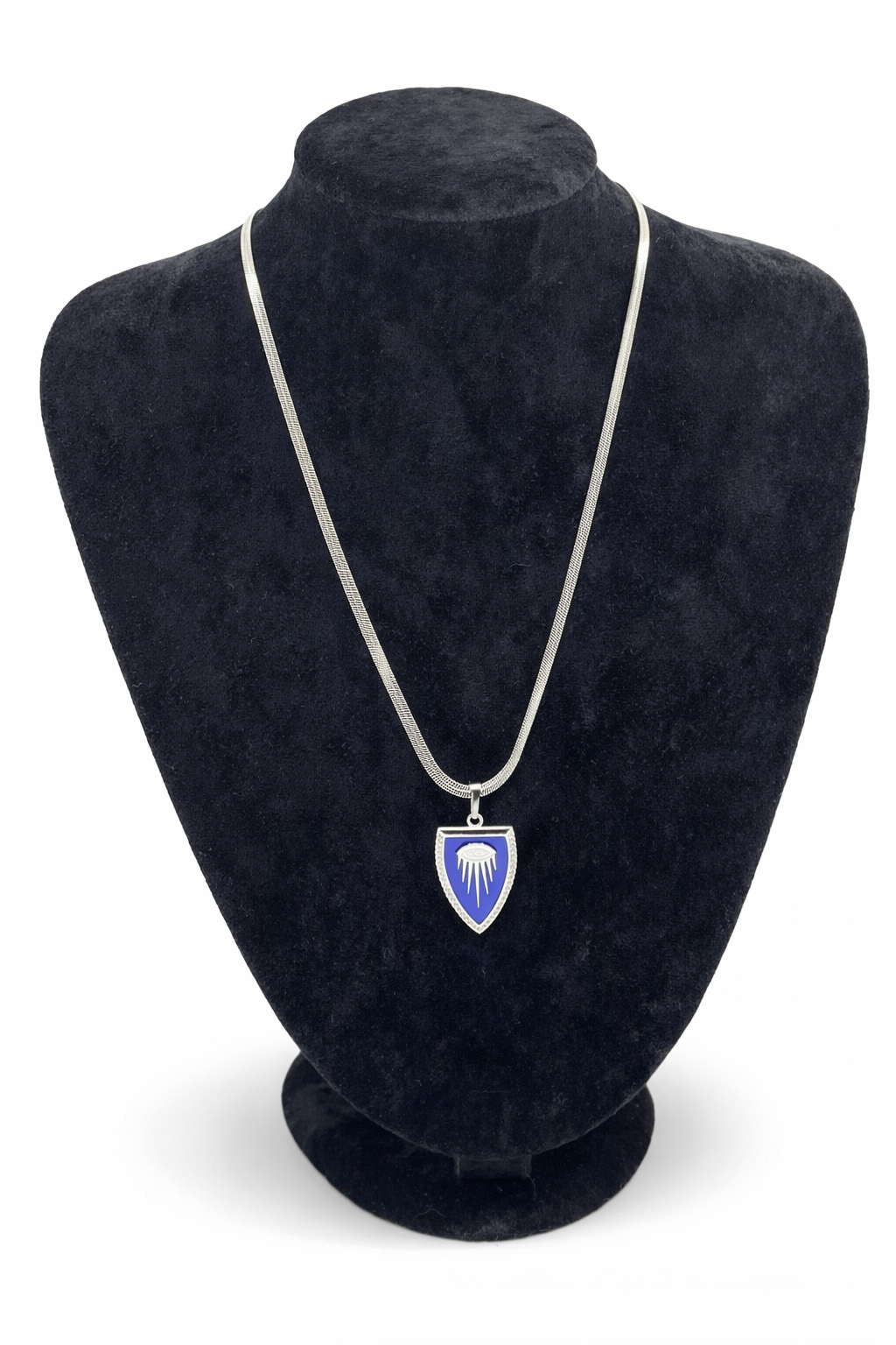 Mavi Mineli ve Zirkon Taşlı İtalyan Zincir Çelik Kolye