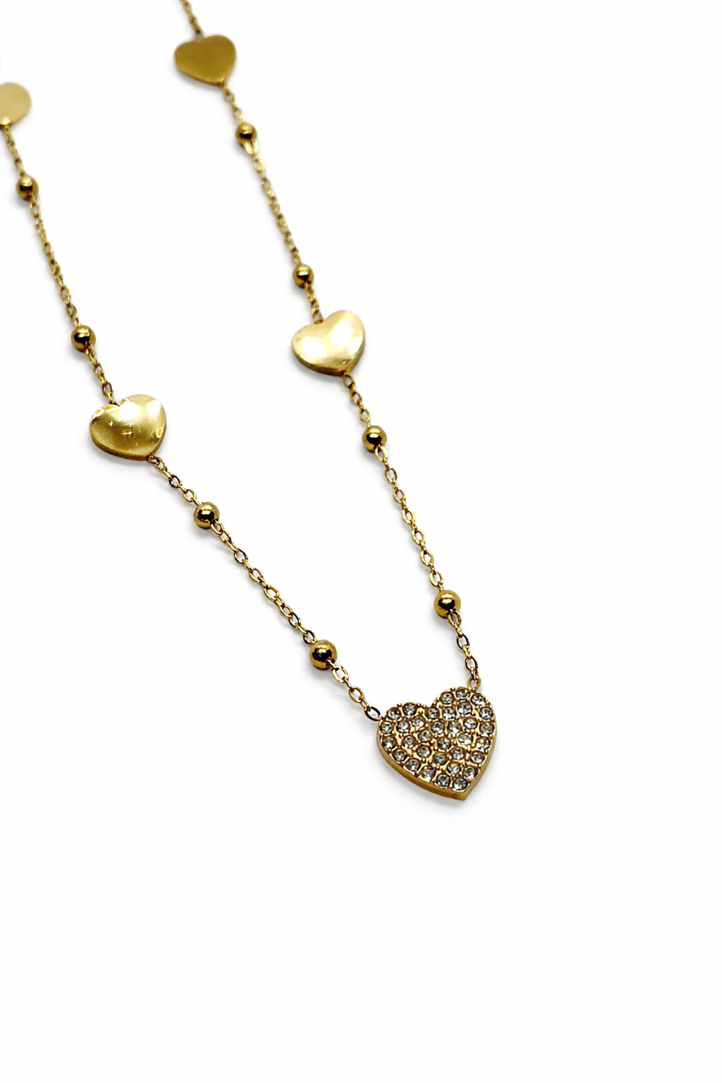 Kalp Figürlü Zirkon Taş Detaylı Çelik Kolye Kalp Figürlü Zirkon Taş Detaylı Çelik Kolye