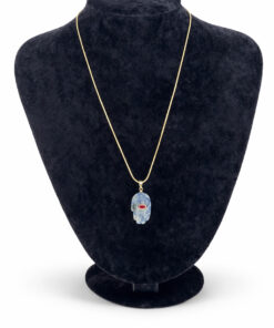 Doğal Taş ve Zirkon Detaylı Altın Renk Çelik Kolye