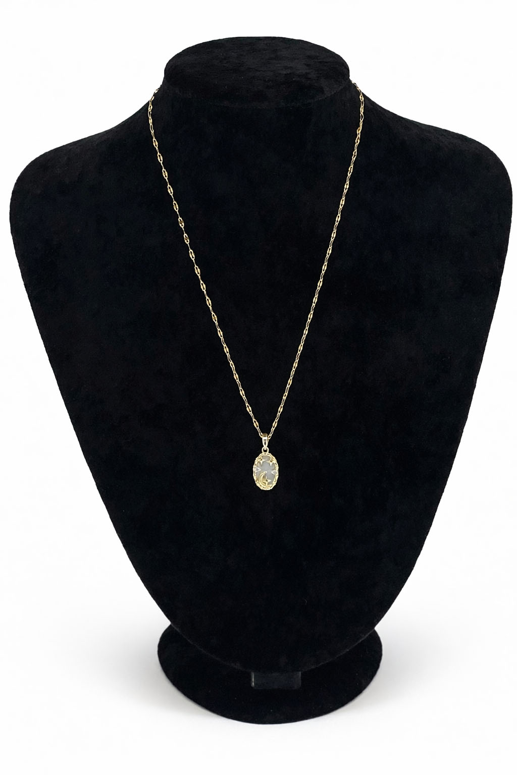 Ay Yıldız Figürlü Zirkon Taşlı Altın Renk Çelik Kolye