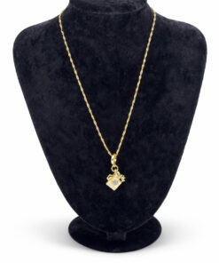 Kamera ve Uçak Figürlü Mineli Zirkon Taşlı Altın Renk Çelik Kolye