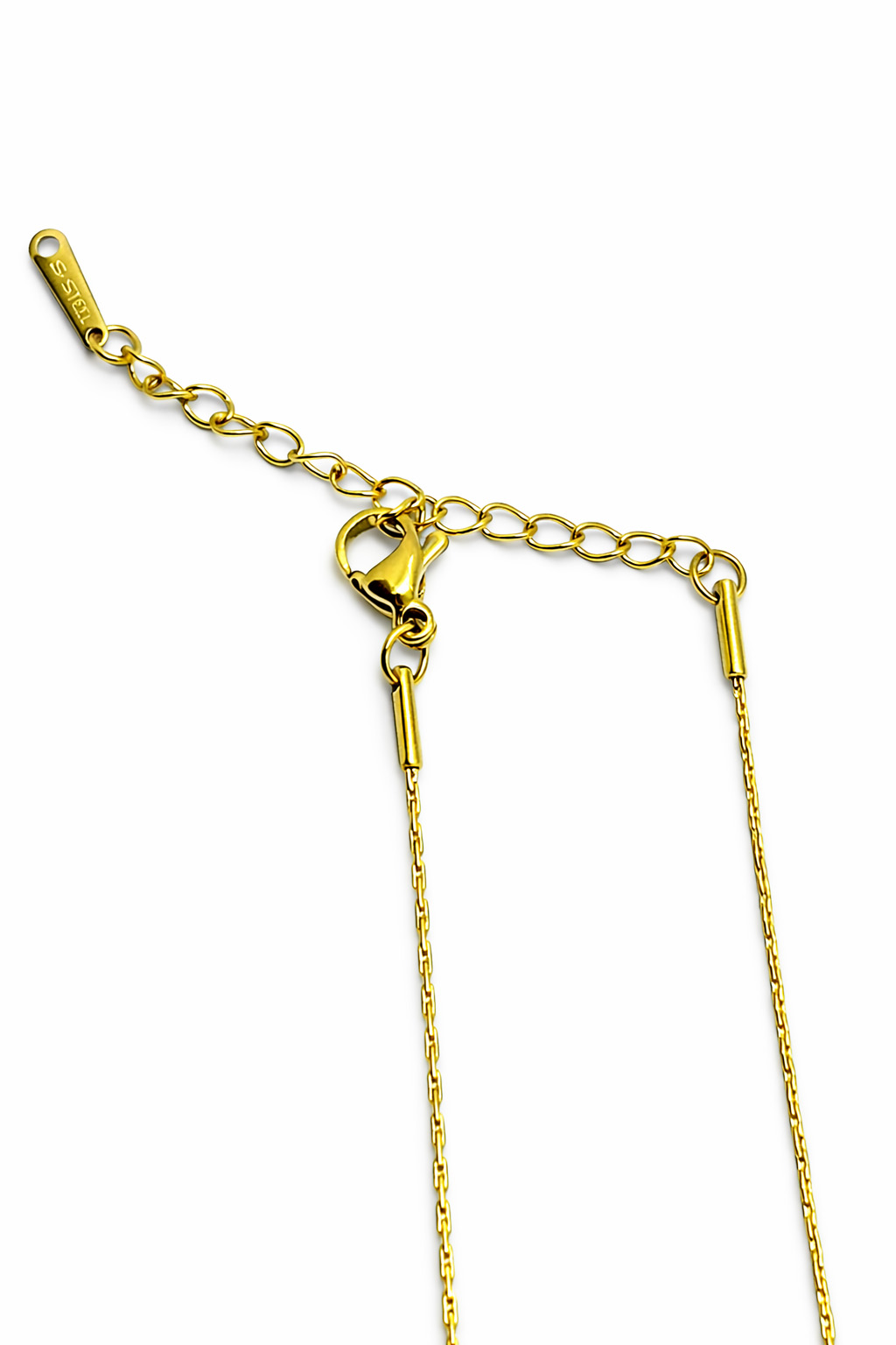 Turkuaz Doğal Taş ve Zirkon Detaylı Altın Renk Çelik Kolye