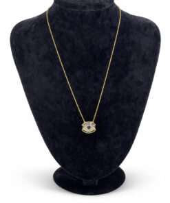 Nazar Figürlü Renkli Zirkon Taş Detaylı Altın Renk Çelik Kolye