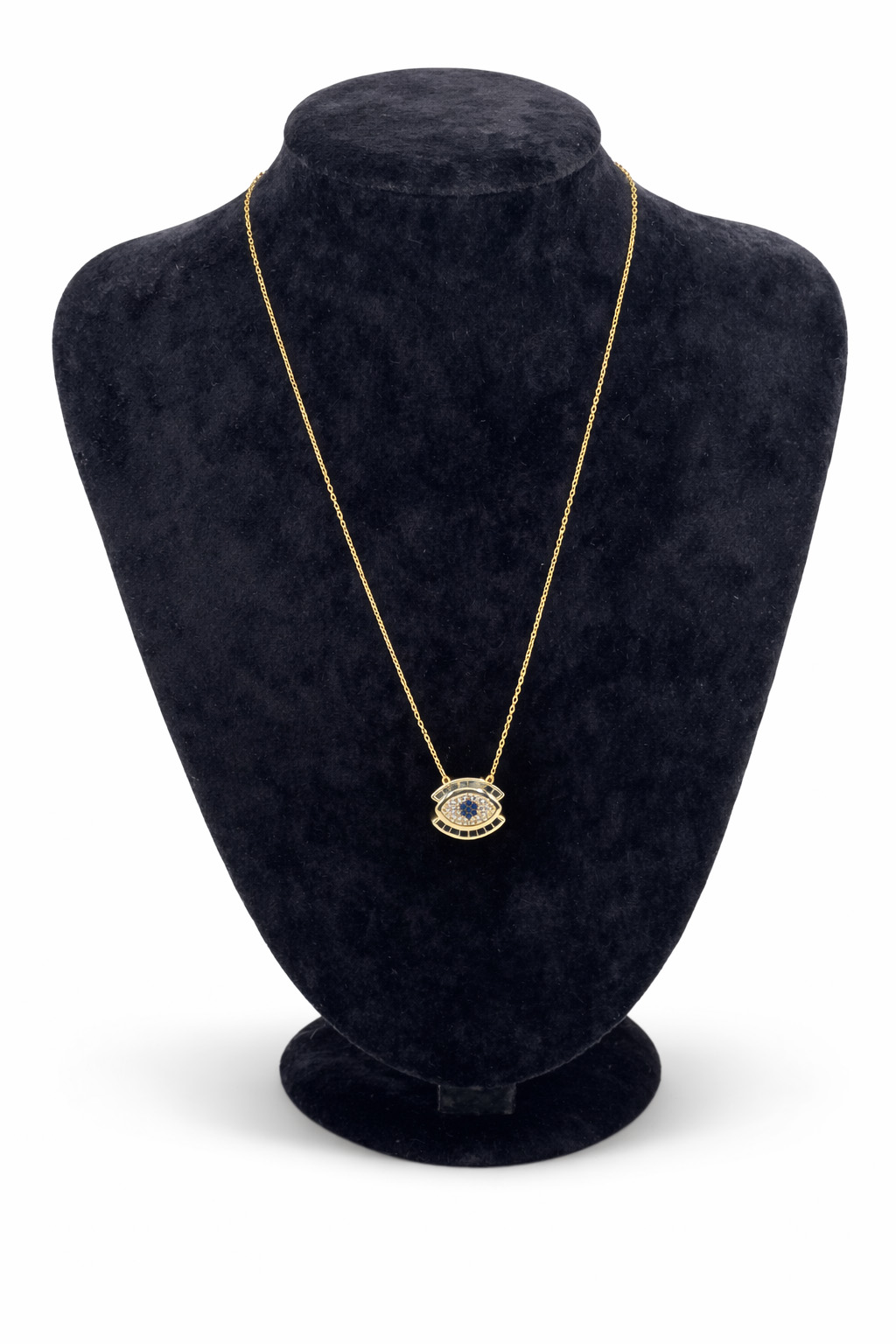 Nazar Figürlü Renkli Zirkon Taş Detaylı Altın Renk Çelik Kolye Nazar Figürlü Renkli Zirkon Taş Detaylı Altın Renk Çelik Kolye