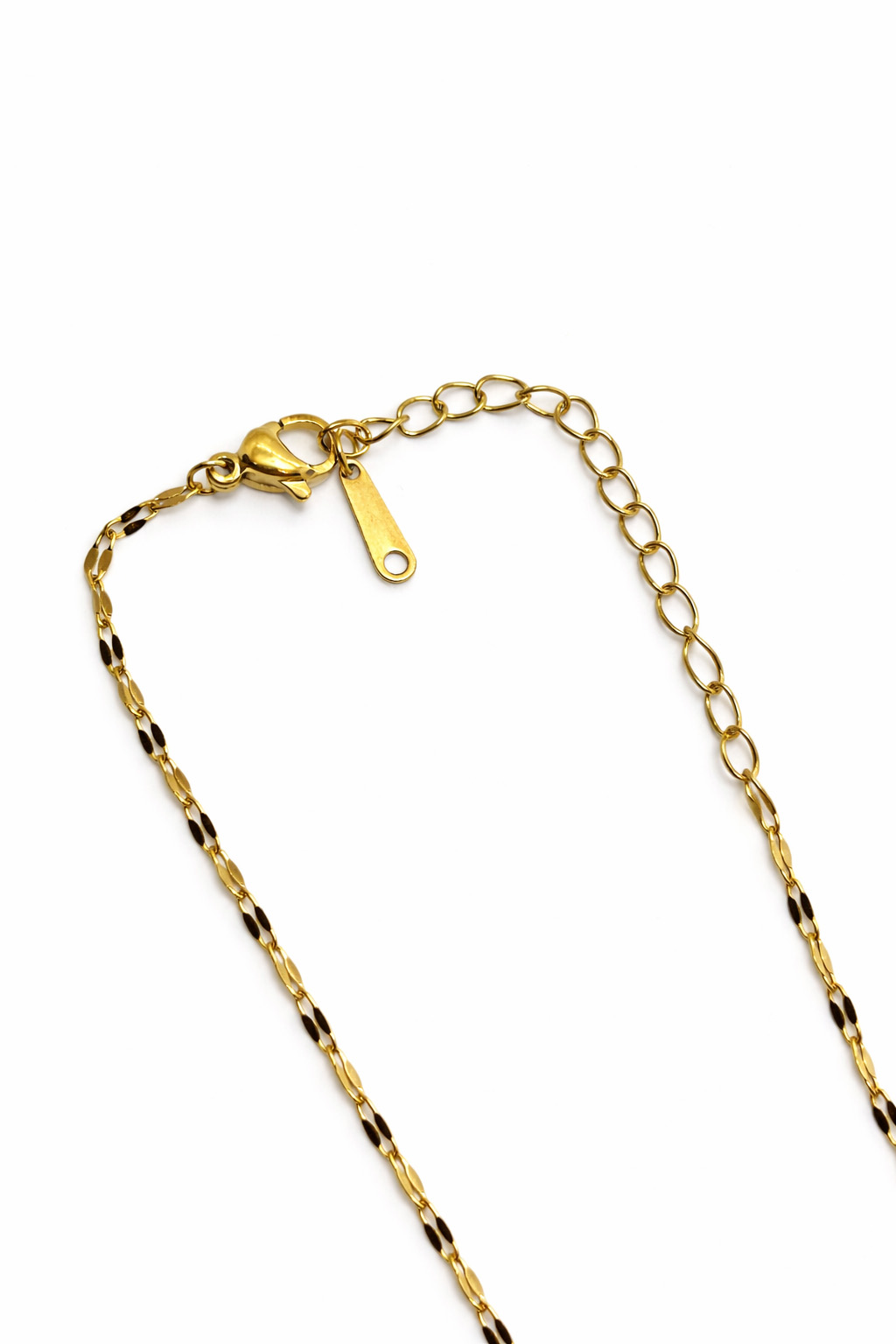 Kırmızı Zirkon Taş Detaylı Altın Renk Çelik Kolye