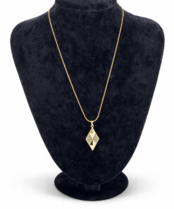 Geometrik Form Zirkon Taş Detaylı Altın Renk Çelik Kolye