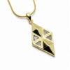 Geometrik Form Zirkon Taş Detaylı Altın Renk Çelik Kolye